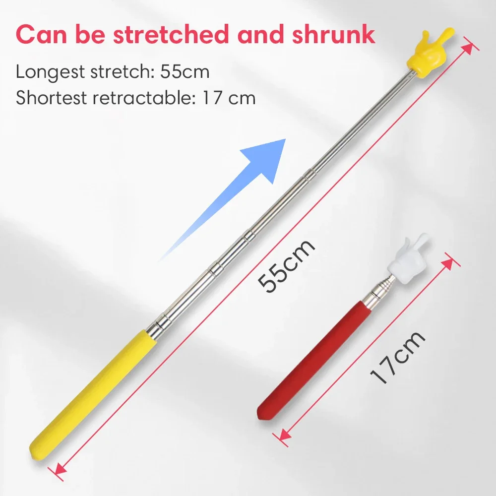 1 ชิ้นสีนิ้วมืออ่านคู่มือการสอนก่อนวัยเรียนเครื่องมือ Retractable Stick การศึกษาการเรียนรู้ของเล่นห้องเรียนไวท์บอร์ดตัวชี้