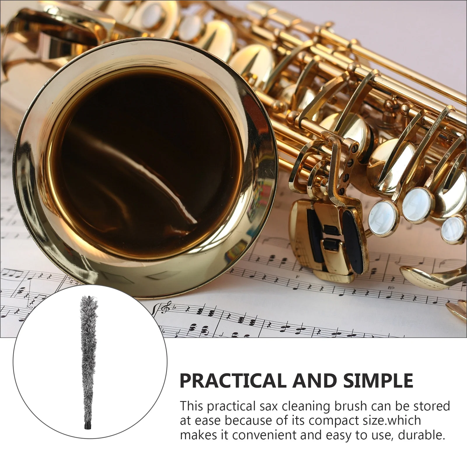 

Cleaning Brush Sax Alto Saxophone Kit Pad Saver Care Brushes for Musical Instruments Grey