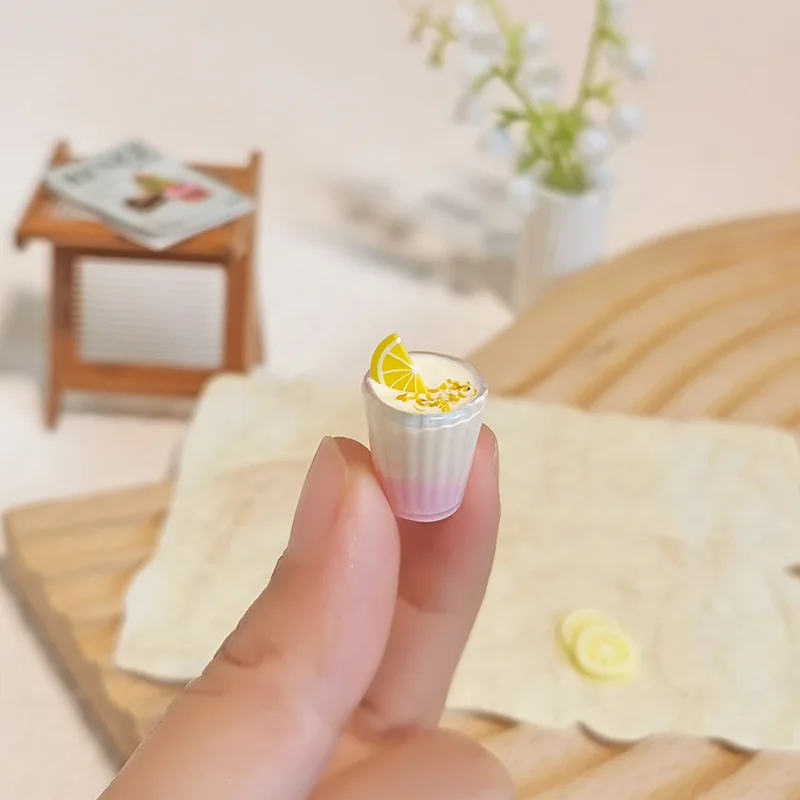1:12 Miniature Toy Figurines OB11 Doll House Accessories Simulation Summer Mini Fruit Tea Drink Model Micro-scene Decoration