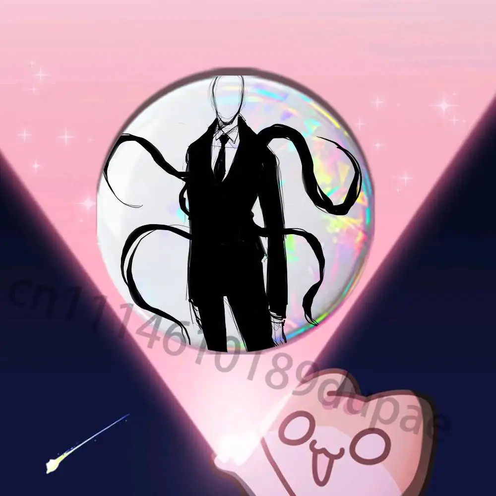 S-Slenderman Creepypasta Button Pin Single Pack Anime Merch for Ita Bags Badge Collectible