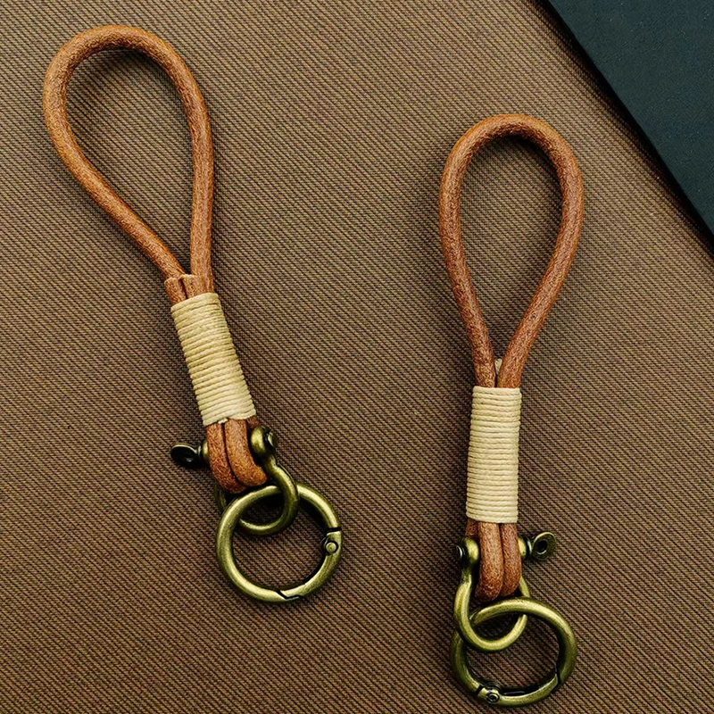 

High-Quality Antique Hand-stitched Soft Real Leather Keychain Bag Accessory Pendant Gifts
