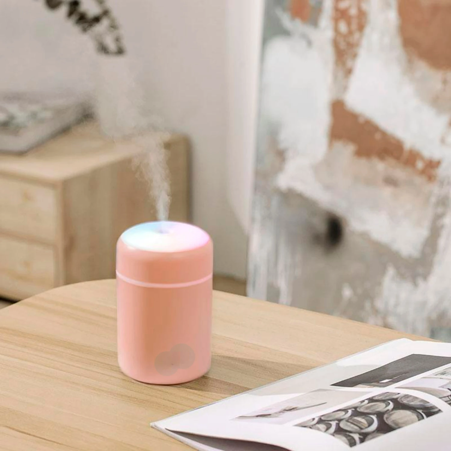 Colorful Portable Mini Desktop USB Powered Humidifier with 300ml Capacity for Car, Bedroom, and Office - Multi-functional Light