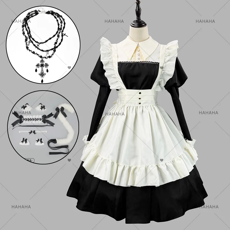 

Maid Cosplay Costume Lolita Dress Cute Ear Coffee Maid Curvy Women BBW Lolita Outfit Skirt For Hallowmas Party Adult Women