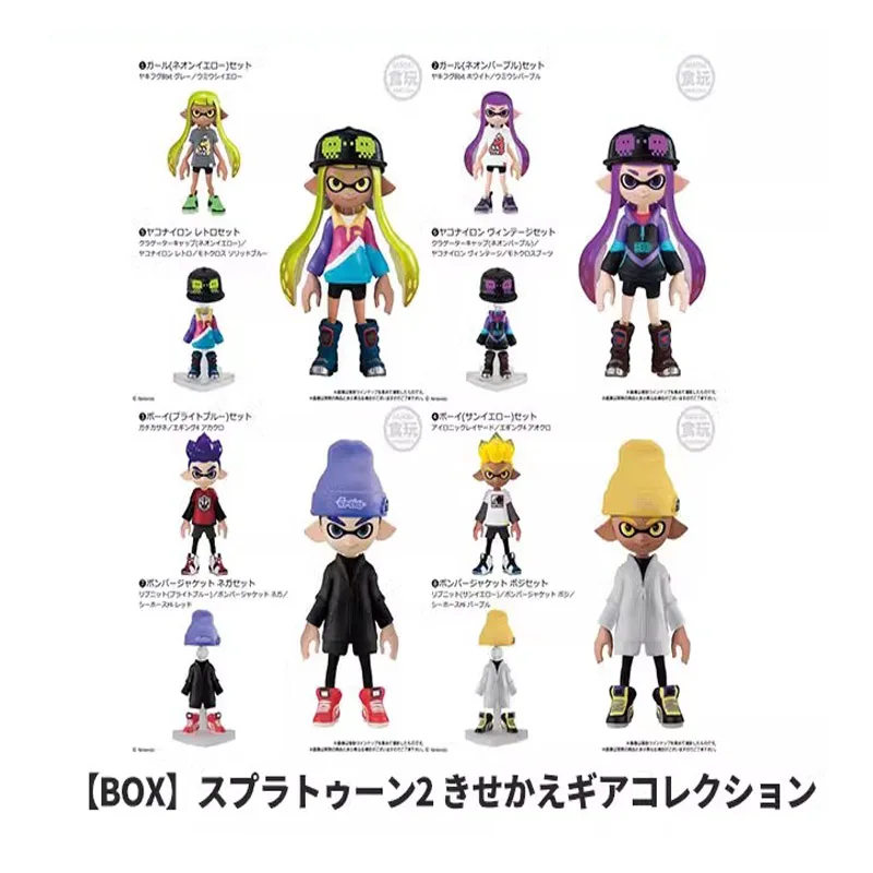 BANDAI Splatoon Action Figure Dress Up Doll Series2 Purple Hair Girl Anime Model Collection Desktop Accessories Girls Toys Gifts