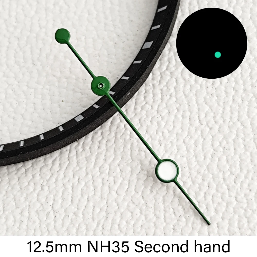 NH35 Sekundenzeiger passend für NH35 NH36 Uhrwerk, grün leuchtend, 13 mm, Ersatz-Zeiger für Herrenuhren. – Detail 7