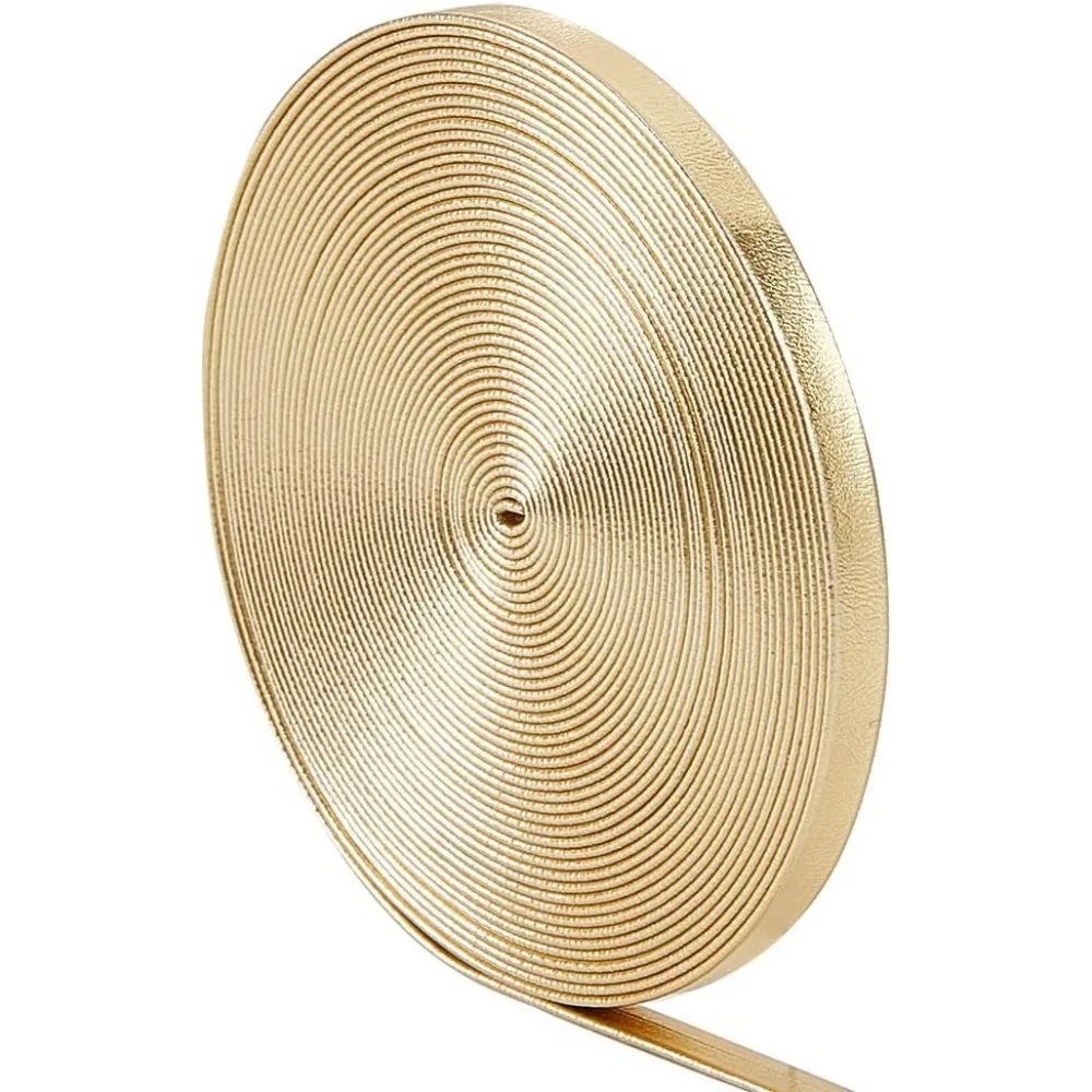 1 Rolle 5,5 Yards flache metallische Lederriemen 0,2 Zoll glänzendes goldenes Lederband glänzendes Pu-Leder Spitzenstreifen Perlenschnur Band Basteln