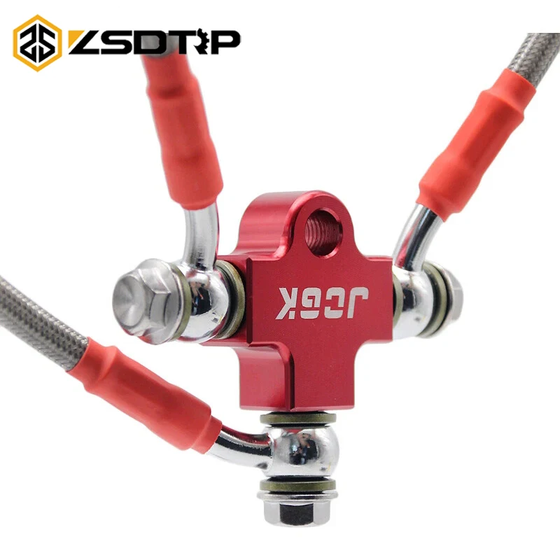 ZSDTRP Motorcycle ATV Brake System 3-Way Adapter Hydraulic Brake Pipe Tee Connector Kit