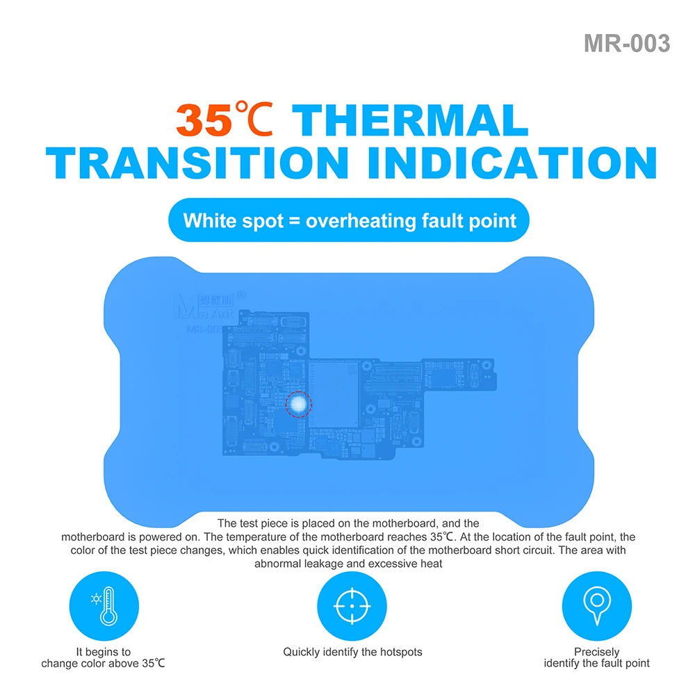 MR-003 Thermal Transition Indication Sheet 35°C Color Change Motherboard Short Circuit Finder Pad for Phone PCB Repair