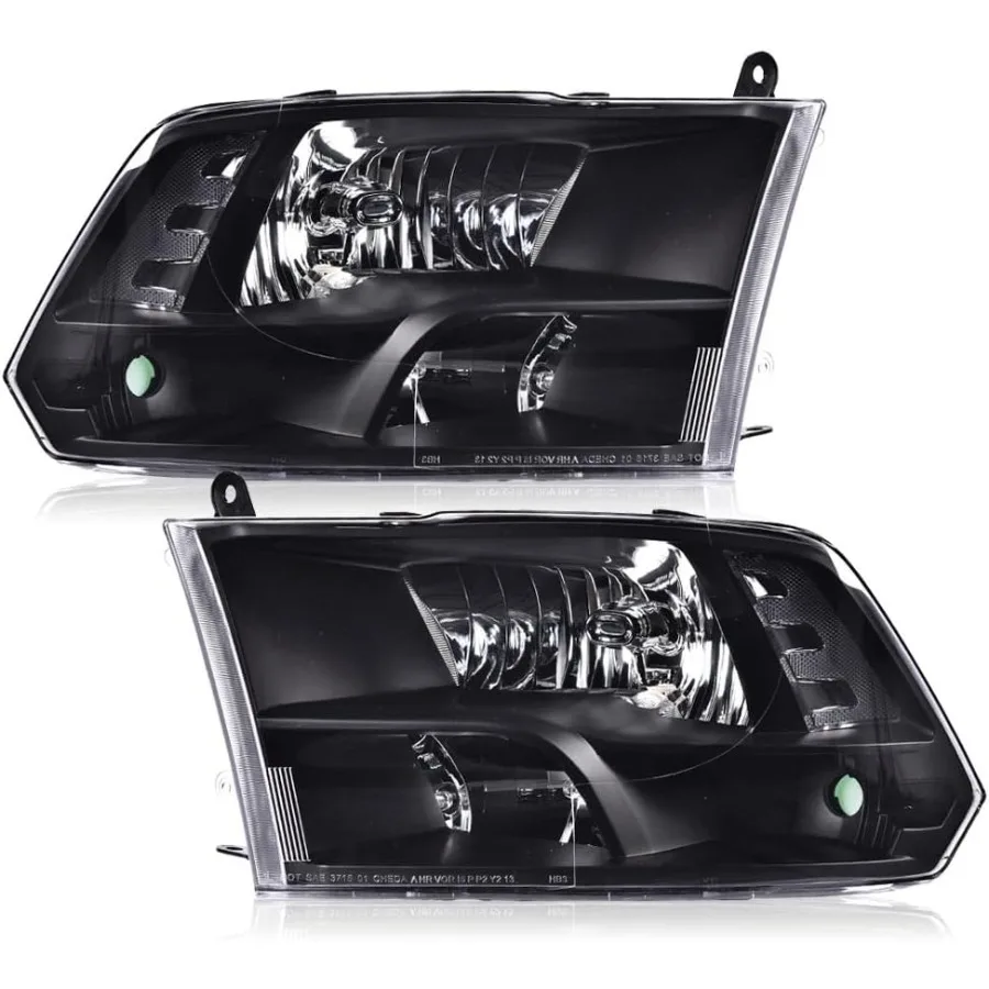 

Headlights Assembly Compatible with 09-12 Dodge Ram 1500 2500 3500 Head Lamps Clear lens Black Housing Only for Quad ModelsNot F