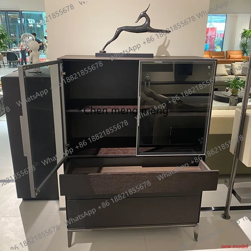 

Designer Modern Wine Cabinet Italian Minimalist Popular Smoked Wine Cabinet Storage Decorative Bar Furniture Barschrank
