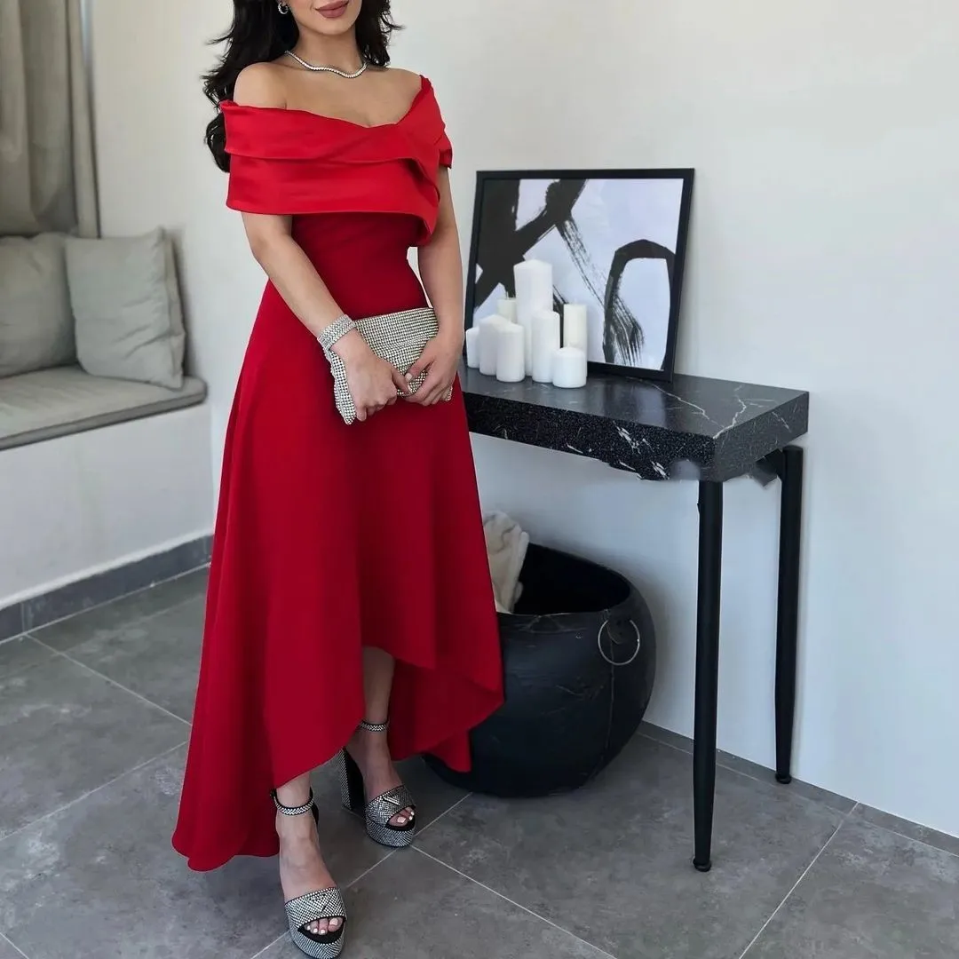 

2023 Elegant A Line Evening Dress Off-The-Shoulder Formal Occasion Dresses Satin Sleeveless Vestidos De Graduación Prom Dresses