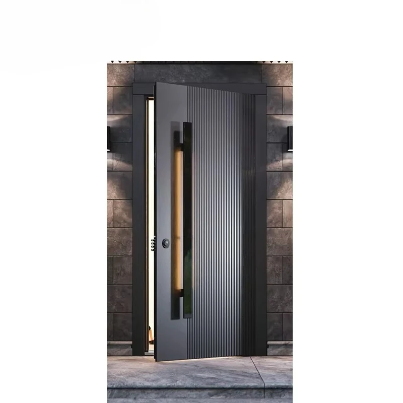 

Modern Main Entrance Outer Door Access Cast Aluminum Security Front Pivot Entrance Door
