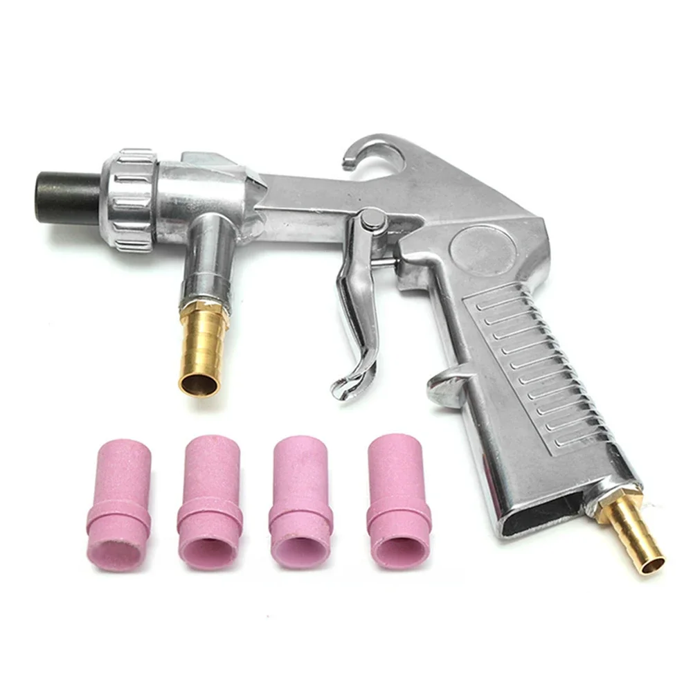 Sandblaster Feed Blast Spray Gun Pneumatic Sandblasting Glass Rust Removal Abrasive Tools With 4 Ceramic Nozzle Tip Kit