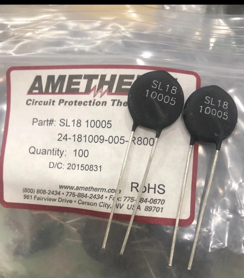 2PCS SL18 10005 10R 5A 30006 30R 6A 18MM 47003 47R 18MM 3A NTC thermistor Surge Current Limiter AMETHERM