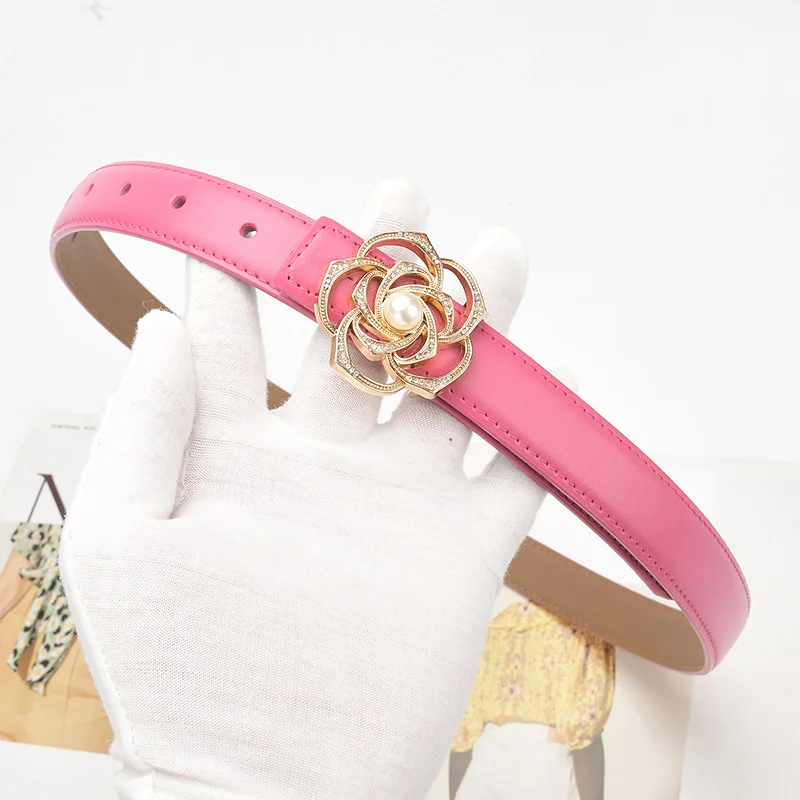 Designer Dames Dunne Riemen, Dames Parel Decoratie Kwaliteit Dames Riemen, Luxe Merk Riemen 2.3Cm Breedte