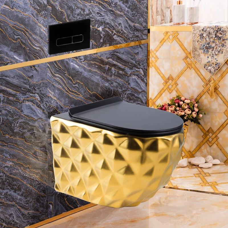 Matte Black Gold Wall-Mounted Toilet Household Small Apartment Concealed Hanging Wall Invisible Water Tank Toilet