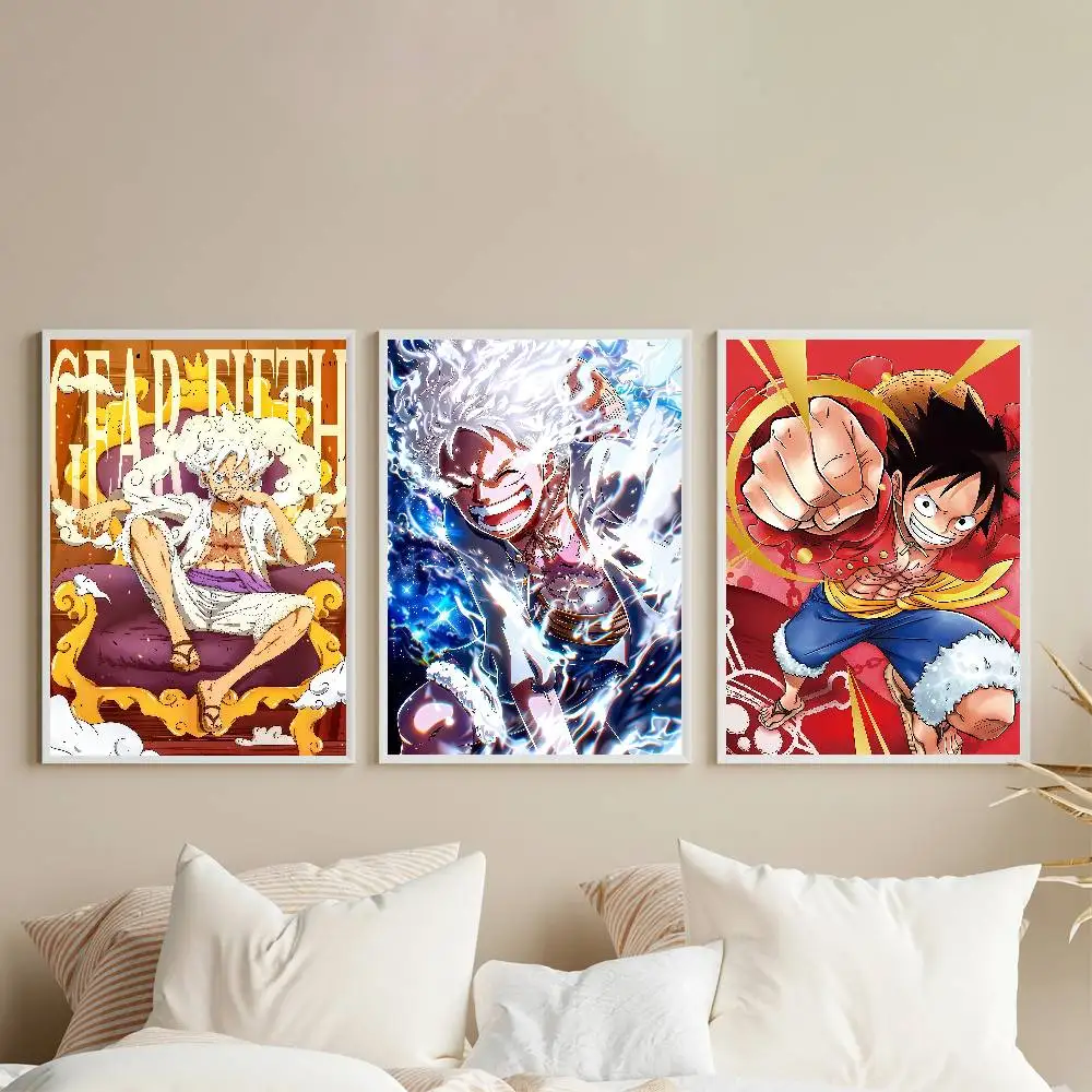 Anime O-ONE P-PIECE L-Luffy Poster HD Posters Home Room Bar Cafe Decor Wall Art Painting Picture