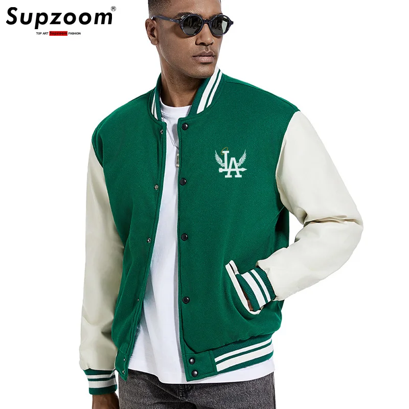 Supzoom وصول جديد الضلع كم أعلى أزياء واحدة الصدر عارضة فضفاض سترة معطف منفذها البيسبول سترة #3