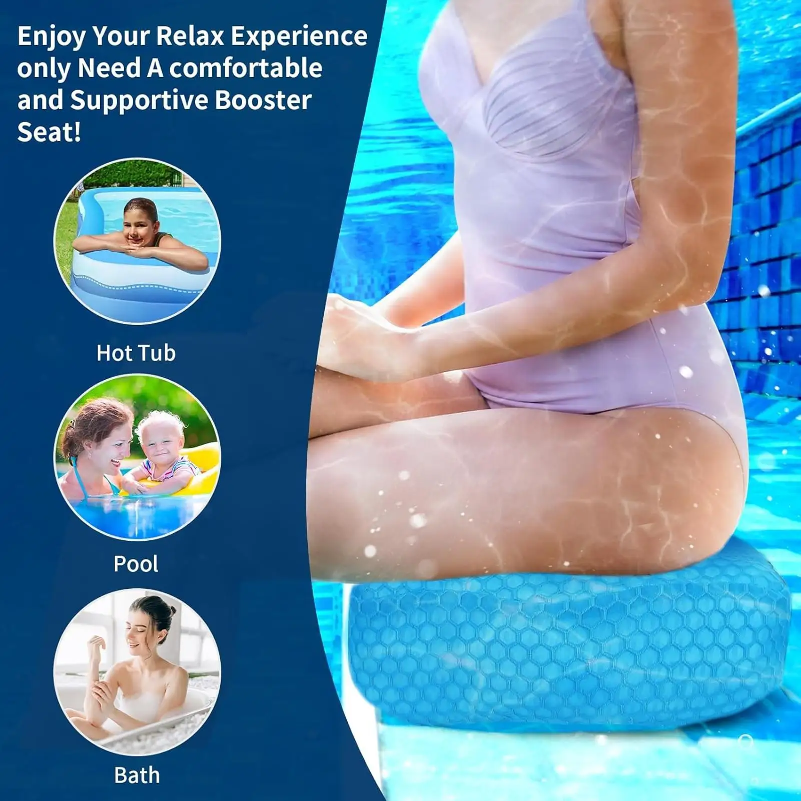 

Hot Tub Seats for Adults Hot Tub Seat for Spa Elderly Sitting Quick Sink Mat Non-Slip Pad Without Float for Pool Backyard