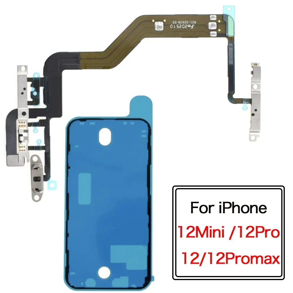 Power Volume Button Flex Cable Replacement for IPhone 12 Mini Pro Max Include Bracket and Waterproof Tape