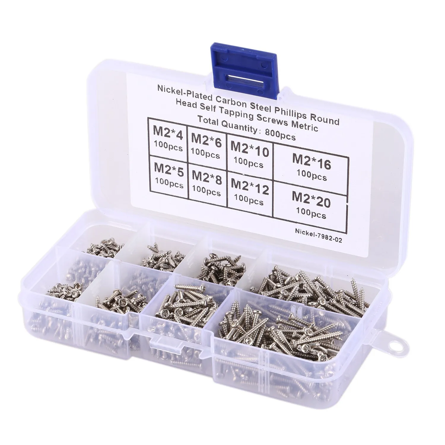 【M2 Cross Drive Pan  Self-Tapping Screws】 800Pcs/Set M2 Screw Carbon Steel Drive Pan Head Self Tapping Screws Assorted Fastener