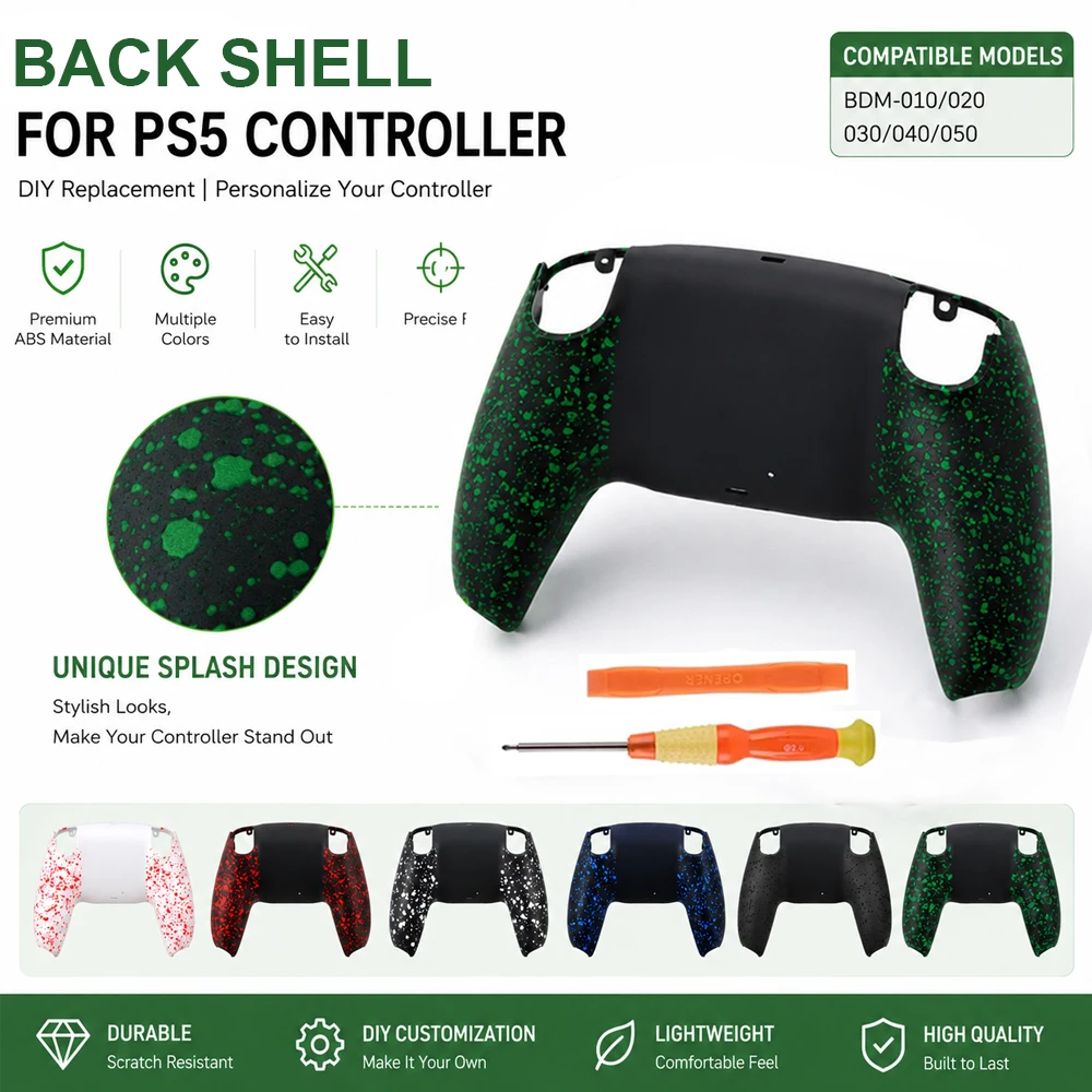 Replacement Custom Back Shell Non-Slip For PS5 Controller BDM-010/020/030/040/050 Housing Cover  DIY Mod Parts with Tools