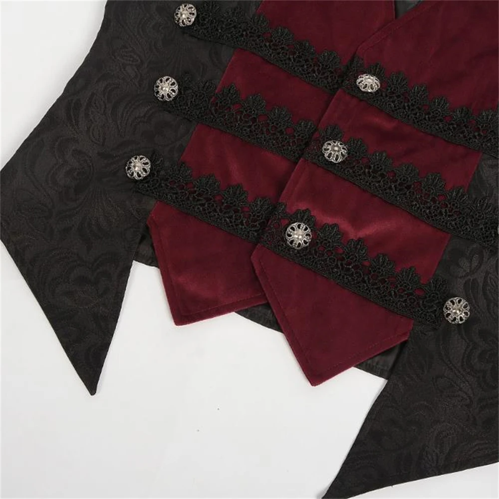 Halloween Costume New Men\'s Victorian Gothic Suit Cosplay Vest Medieval Steampunk Patchwork Jacquard Single Breasted Waistcoat