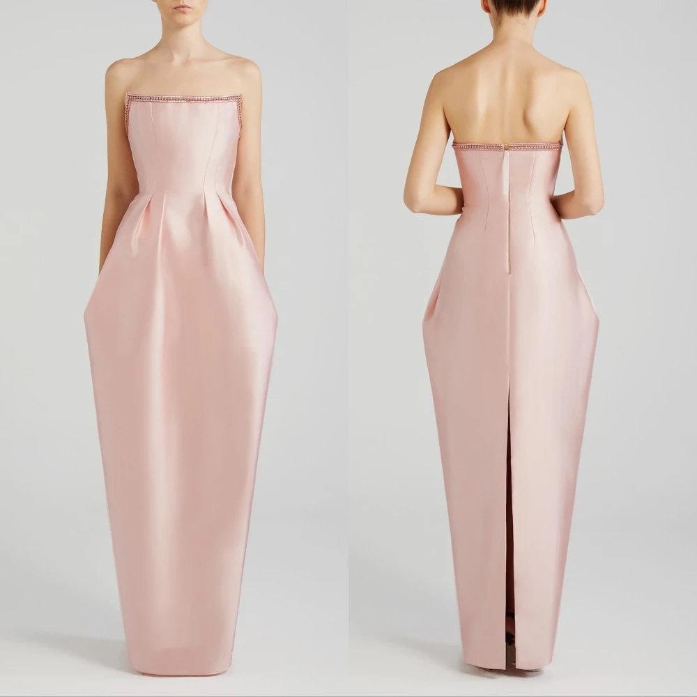 Customized Temperament Evening Dress With Pockets Strapless Long Dresses Bespoke Occasion High Quality Party Gown Glitter