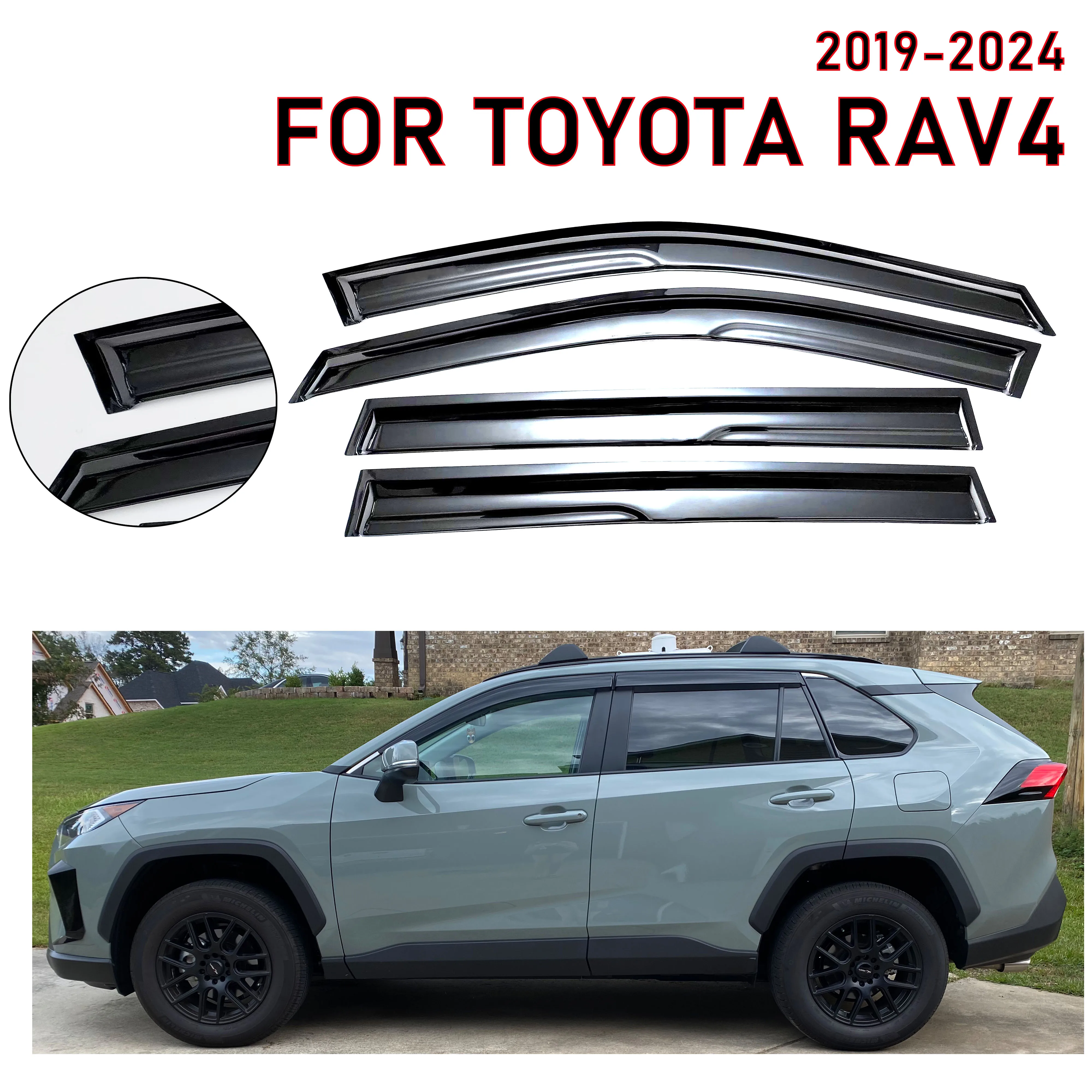 

4 pieces of the latest car window sun visors for RAV-4 2019-2025, window protectors, rain covers, car window sunshades, window r