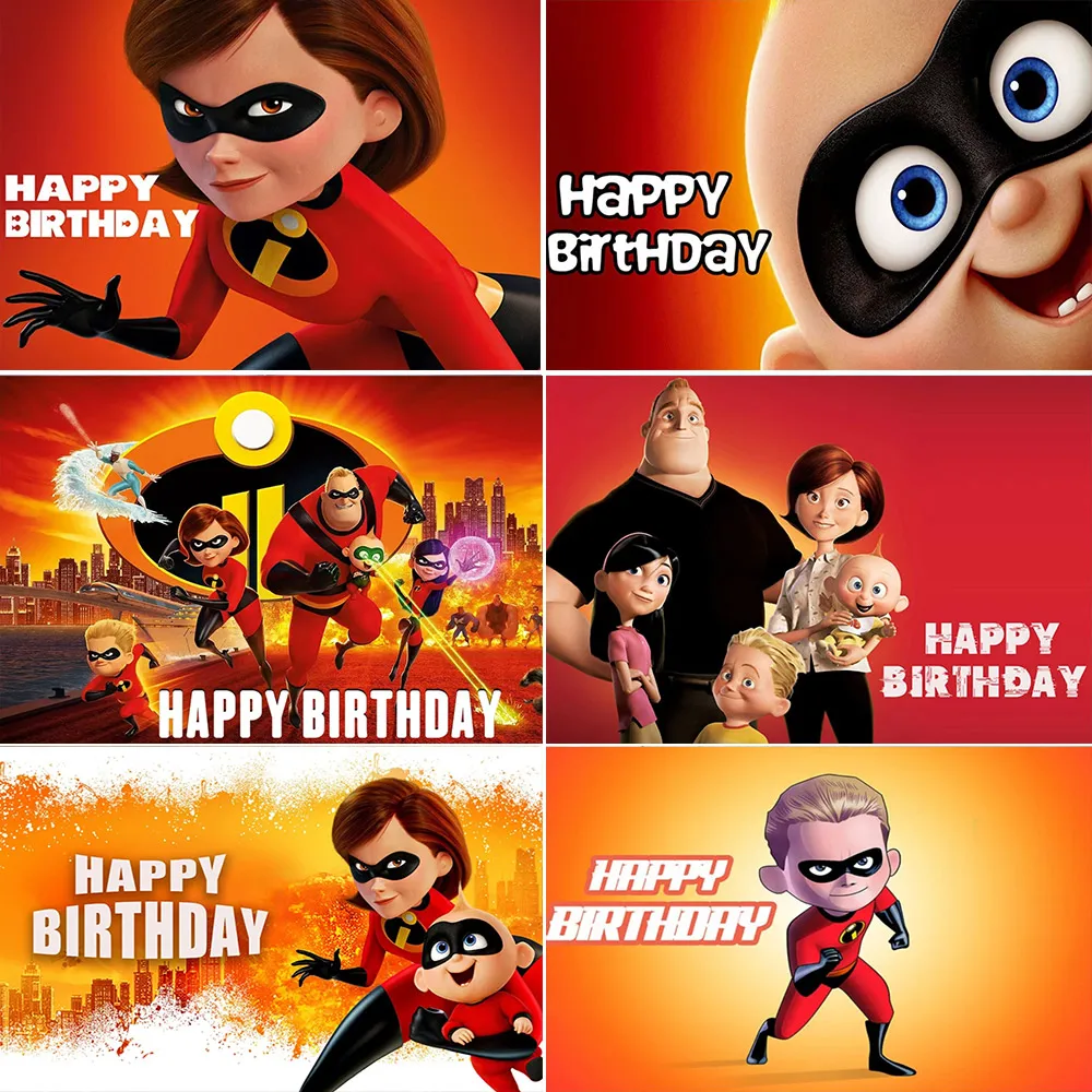 

The Incredibles Theme Baby 1st Birthday Background Custom Incredibles Family Kids Portrait Poster Baby Shower Photography Props