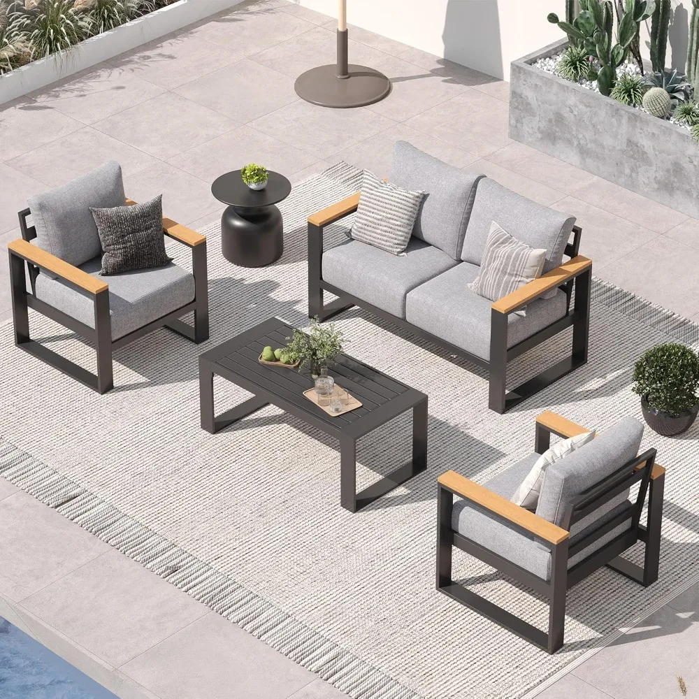 

Four-piece Patio Furniture Set, Modern Aluminum Outdoor Furniture Set, Customizable