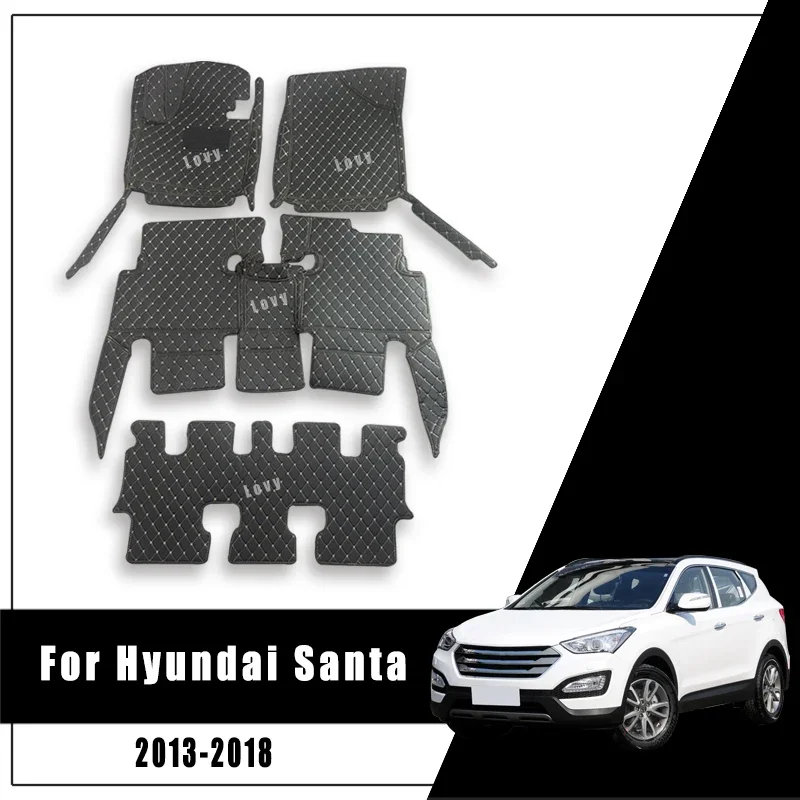 Car Floor Mats For Hyundai Santa Fe 2018 2017 2016 2015 2014 2013 (7 seats) Carpets Auto Interiors Accessories Foot Pads Covers