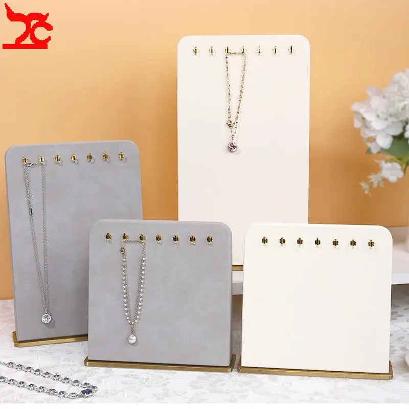 

Luxury-Style Pu Leather Jewelry Display Stand Suit for Pendant and Necklace with Metal Hooks for Hanging Multiple Necklaces