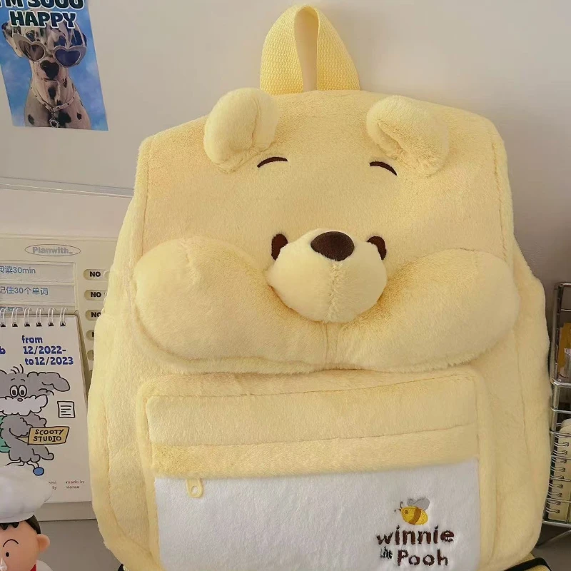 ديزني جديد لطيف الكرتون الأصفر ويني الدب أفخم حقيبة الظهر كلية نمط حقيبة مدرسية خفيفة ركاب على ظهره #5