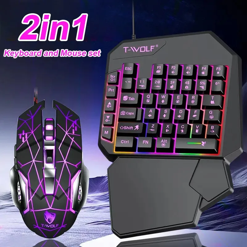 FocusOnPC TF900 2-in-1 Mobile Gaming Converter Combo, One Hand Keyboard & Mouse Kit for PUBG Mobile & Other Smartphone Mobile Games  RGB Wired Gaming Keyboard Mouse Combo view 4