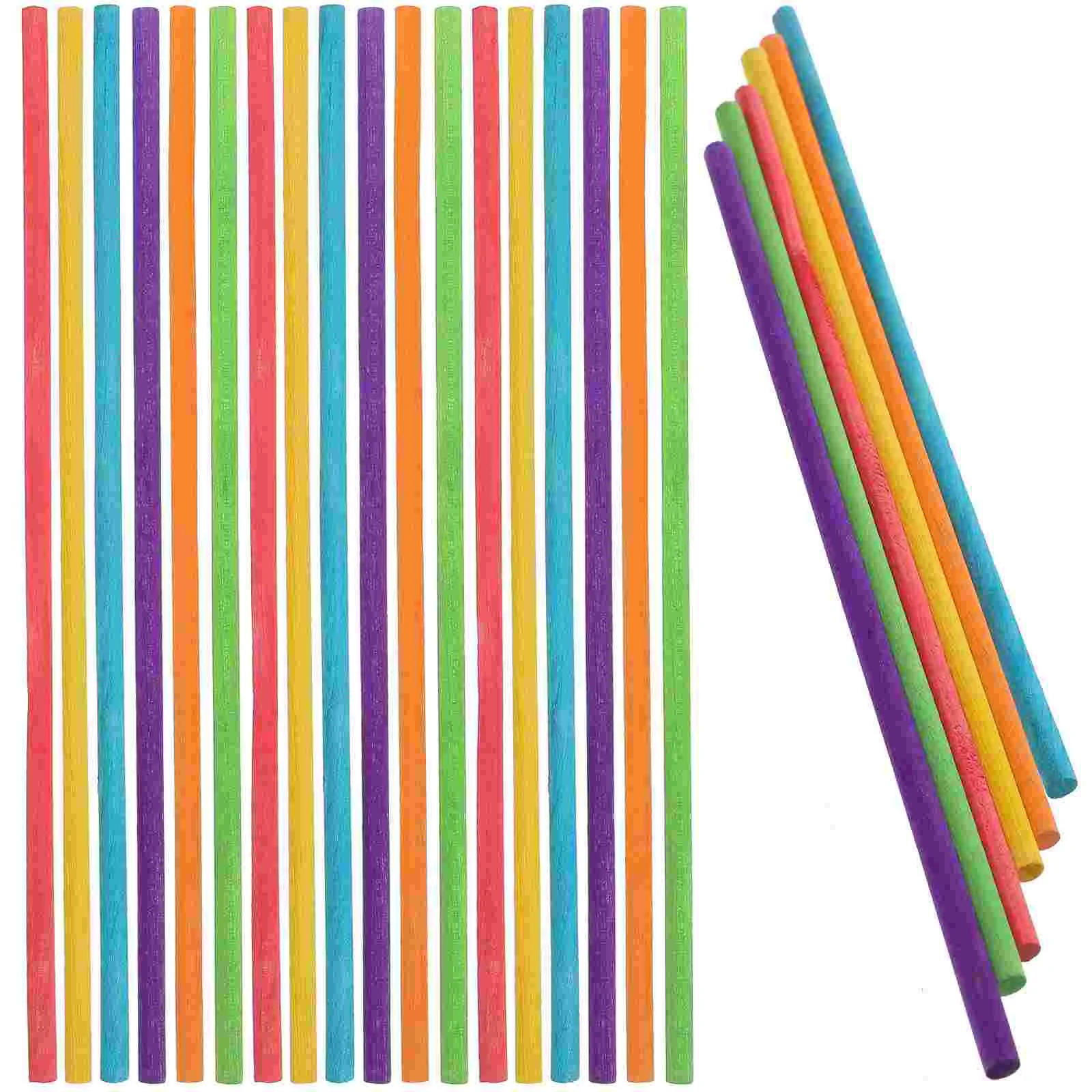 50 Pcs Manual Child Kids Educational Toys Bamboo Dowel Sticks Colorful Wooden Craft