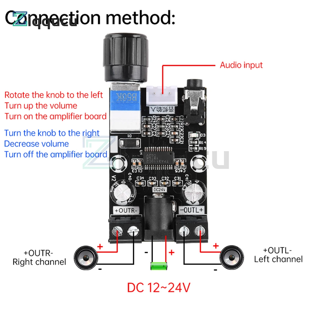 

XH-A240 DC8-26V TPA3110D2 30W+30W 2 Channels Digital Amplifier Power Board Audio Amp Module