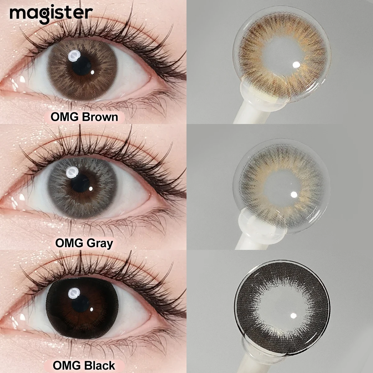 (0.00~-6.00) MAGISTER 14.0mm OMG Farbige Kontaktlinsen mit Sehstärke, die den natürlichen Pupillenfarbton simulieren, für Augen, 6 Monate