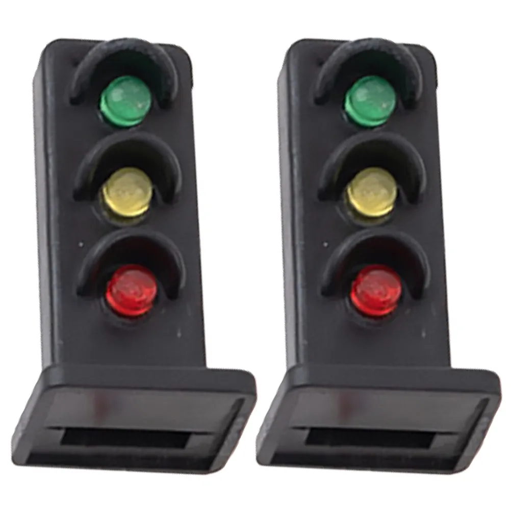 

2pcs Mini Railroad Light Green-Yellow-Red Traffic Signal For Sand Table Layout Decor Micro Landscape Light Ornament Train