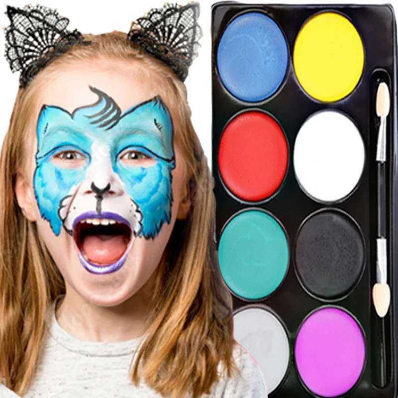 8 Colors Body Art Painting Oil Face Paint Makeup Palette Easy To Clean Non Toxic Safe Child Adult Halloween Party Pigment Makeup