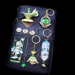 Anime Game Genshin Impact Bookmark Vision Weapon Model Combination Set Pendant Keychain Nahida Scaramouche Xiao Hutao Gifts