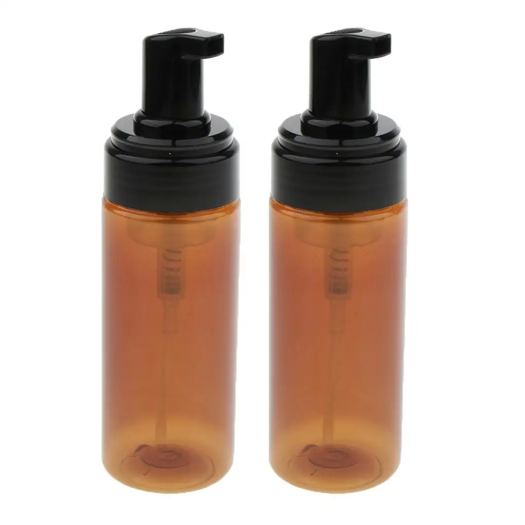 2x150ml Amber Empty Plastic Foam Foaming Dispenser Pump Container Bottles