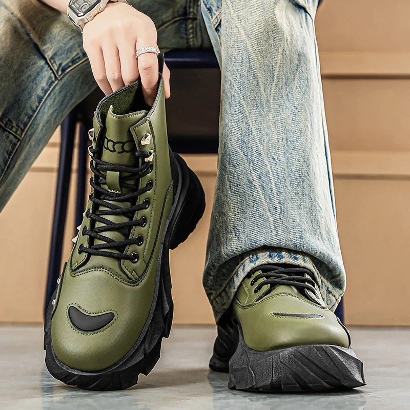 Herren Leichte Ganzjahres-High-Top Outdoor-Stiefel, Outdoor-Freizeitschuhe, Laufschuhe für Männer – Detail 1