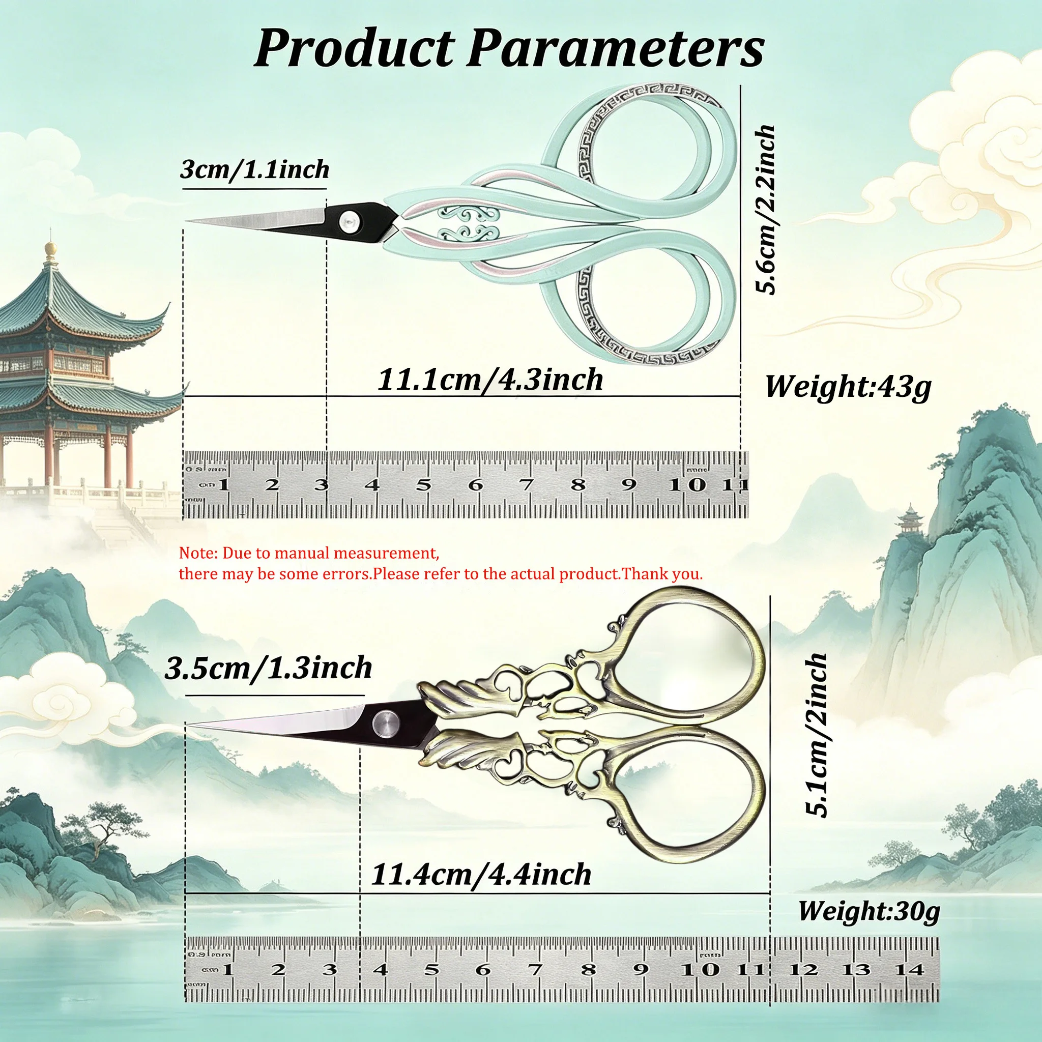 /2PCS，New Vintage Tailor Scissors Sharp Embroidery Scissors Window paper-cut DIY Sewing Tailor Tools Household Office Scissors