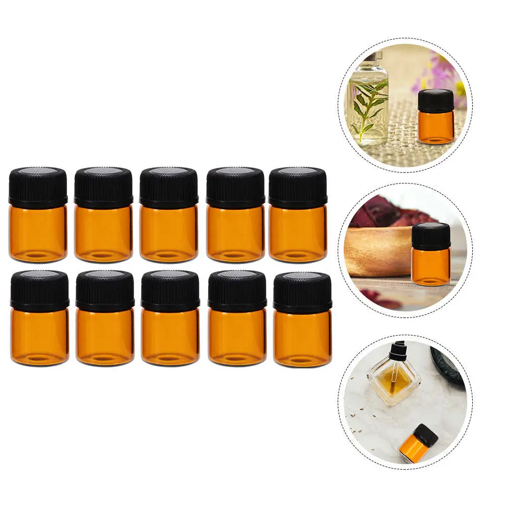 

24 шт. стеклянных флаконов для эфирных масел, коричневые, герметичные, портативные, маленькие, для путешествий, для хранения парфюмерии, многоразовые, для косметических лосьонов
