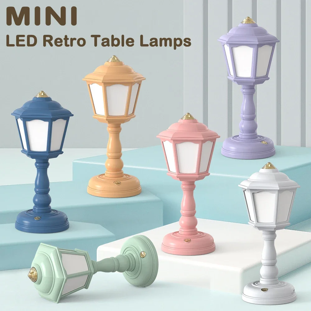 Luz noturna LED retro, Lâmpadas de mesa de cabeceira reguláveis, USB recarregável, Proteção para os olhos, Home Decor Lights