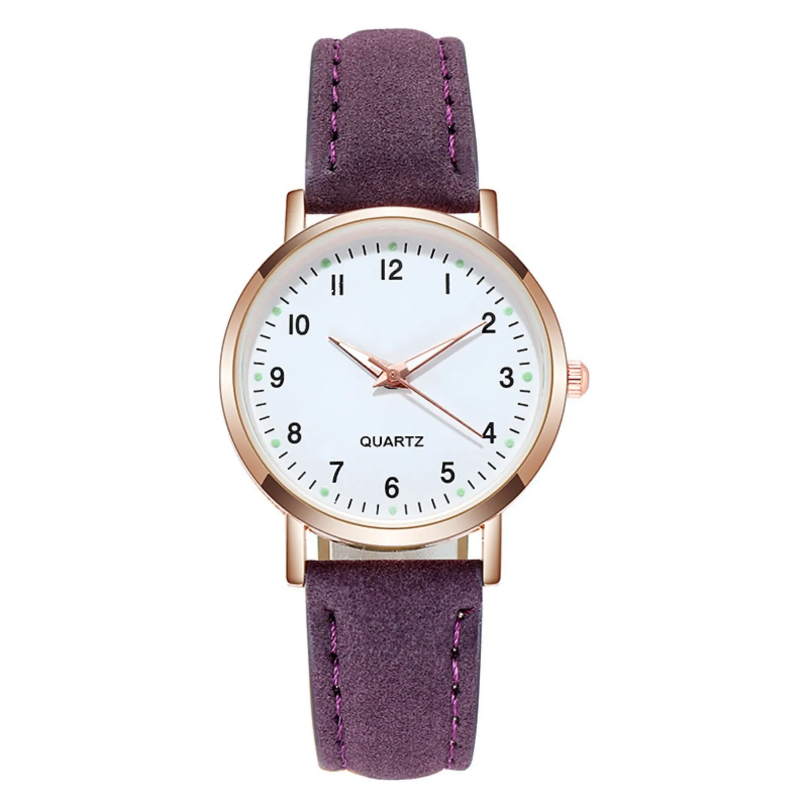 2024 New Luminous Student Watch Girls Digital Thin Leather Strap Arabic Numerals Display Fashion Simple Women'S Watch