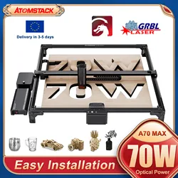 AtomStack A70 Max Laser Engraving CNC 70W DIY Cutting Machine with Air Assist Bluetooth 850x800mm Engraving Wood Metal Leather