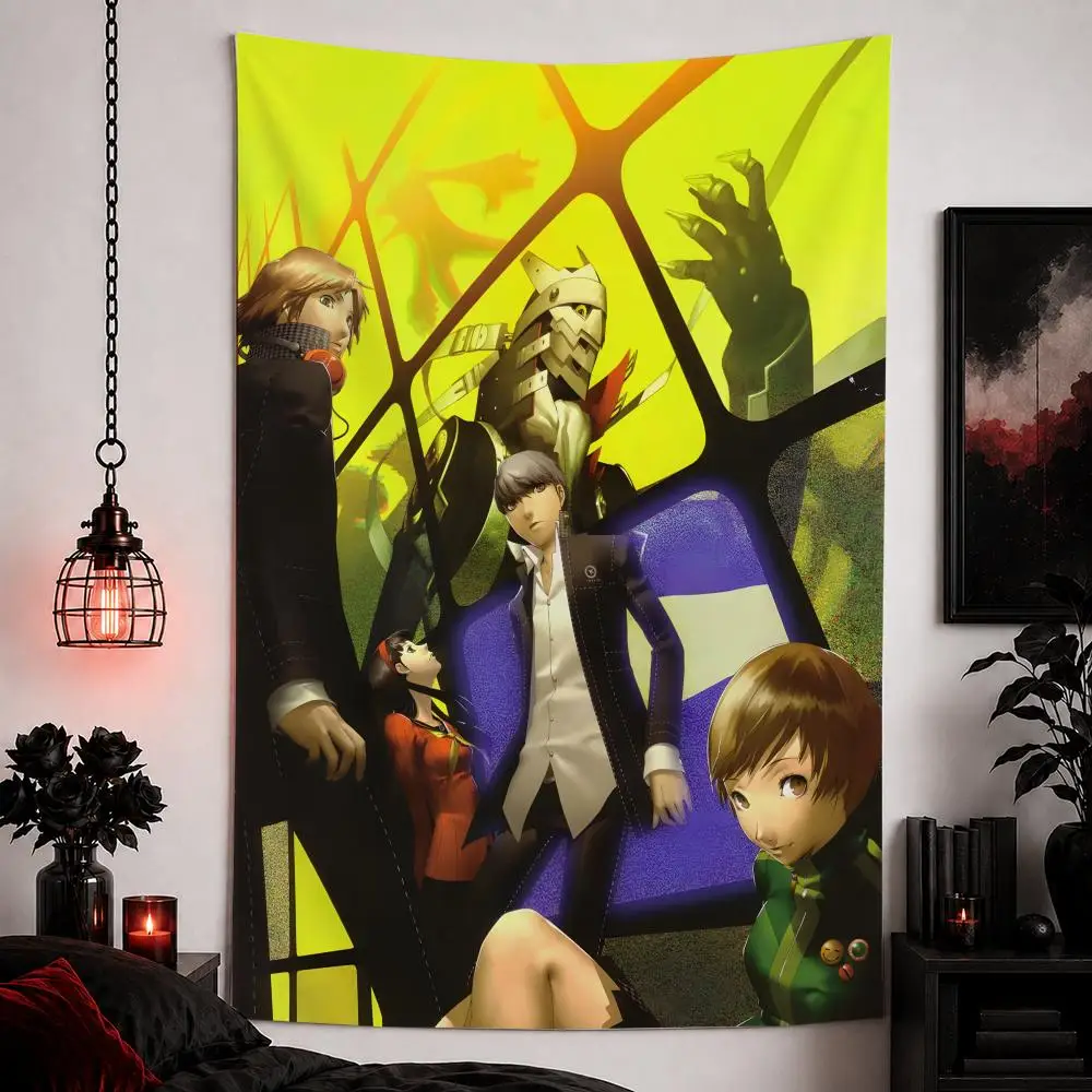 P-Persona 4 Tapestry Custom Home Living Room Bedroom Wall Decor Wallpaper Backdrop Cloth With Clips