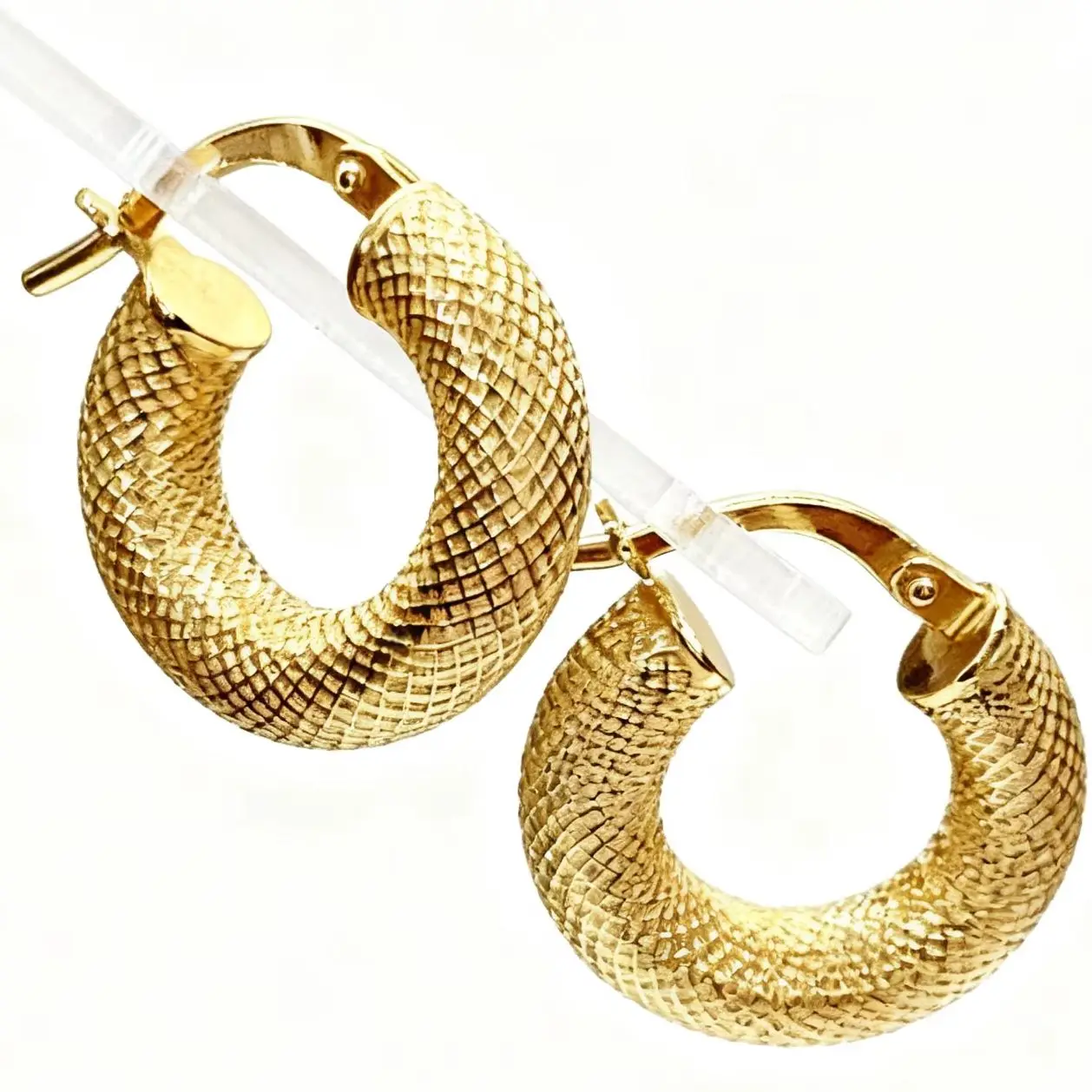 Thick Rhodium Plated  925 Sterling Silver Earrings Italian Honeycomb Hoop Earrings: Timeless Elegance and Modern Style